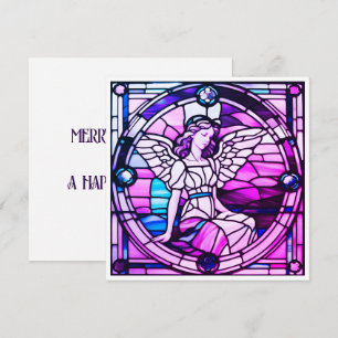 Stained Glass Window Christmas Angel Holiday Card