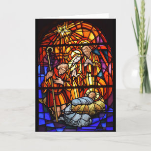 Stained Glass Window Christmas Nativity Holiday Card