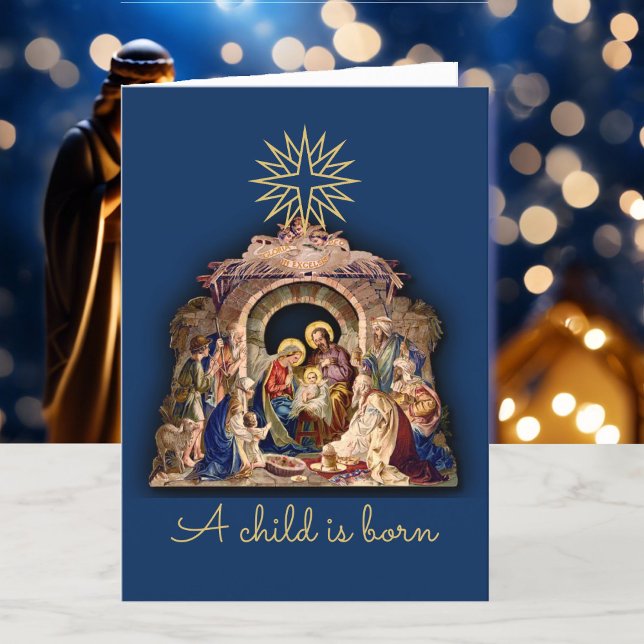 Stained Glass Window Christmas Nativity Holiday Card (Creator Uploaded)