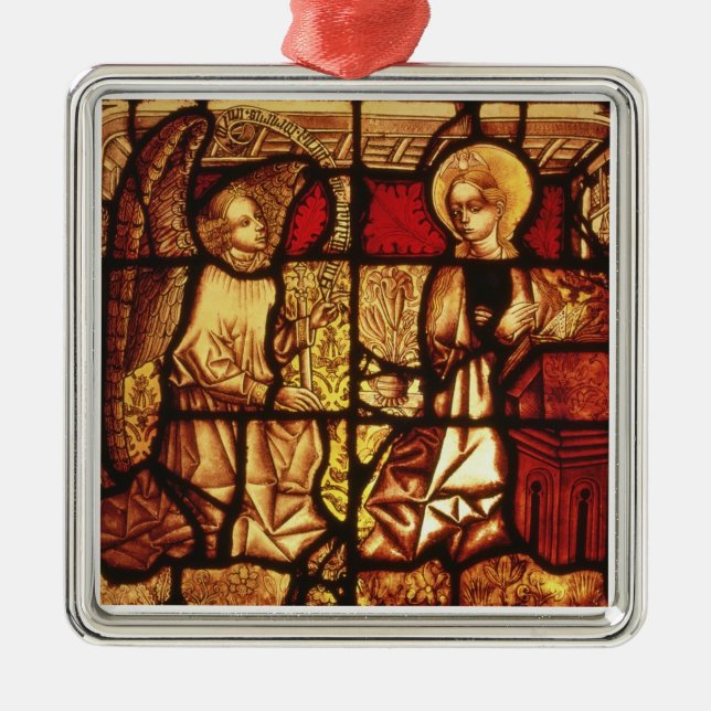 Stained glass window depicting the Annunciation, G Metal Ornament (Front)