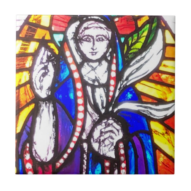 Stained Glass Window Design Religious Figure on a Tile (Front)
