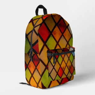 Stained Glass Window Diamond Pattern  Printed Backpack