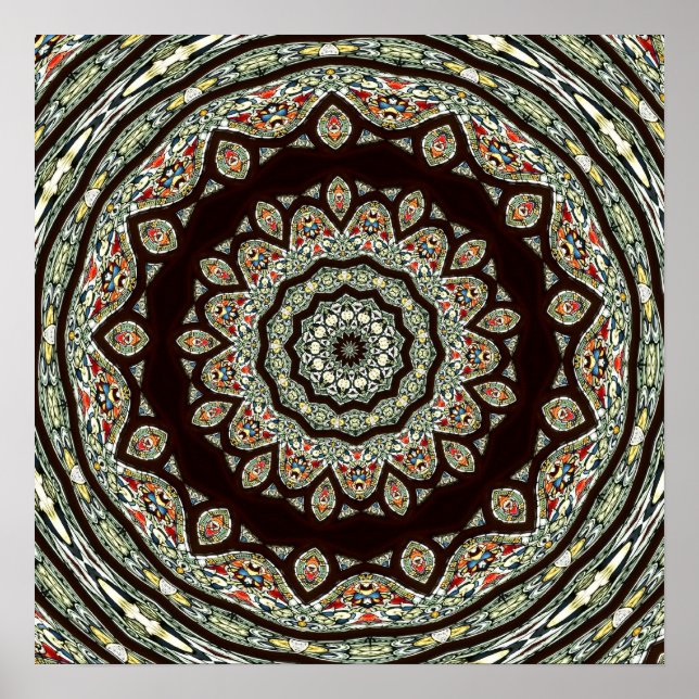 Stained Glass Window Kaleidoscope 13 Poster (Front)