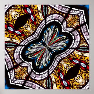 Stained Glass Window Kaleidoscope 22 Poster
