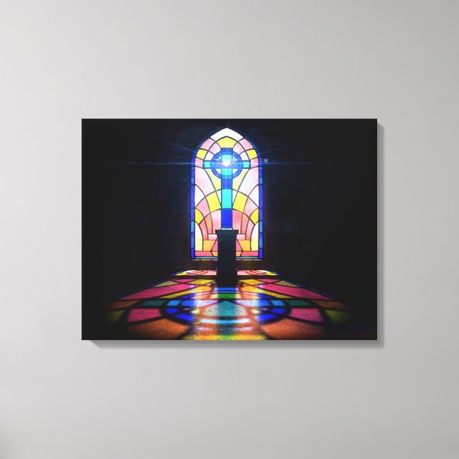Stained Glass Window Light Through A Church Canvas Print (Front)