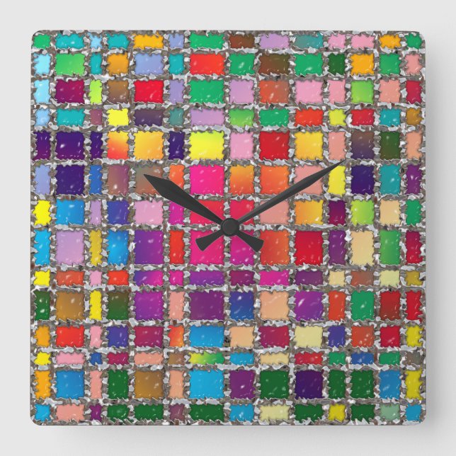 Stained Glass Window Multicolour Pattern Clock (Front)