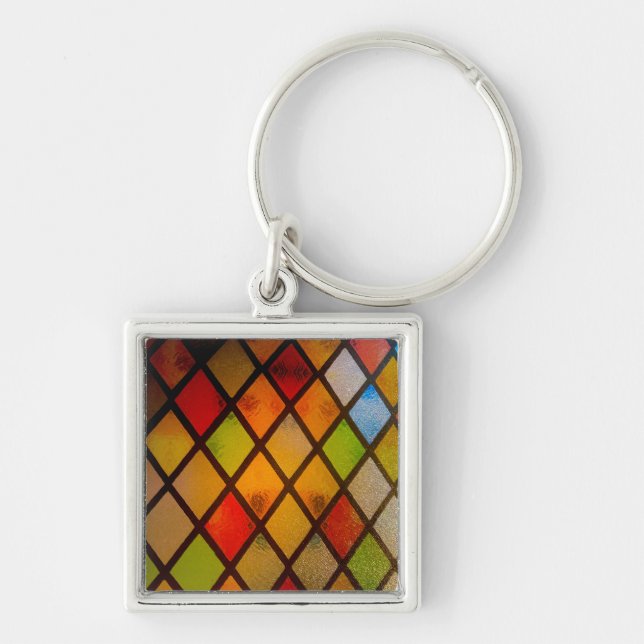 Stained Glass Window Rainbow Colours  Keychain (Front)