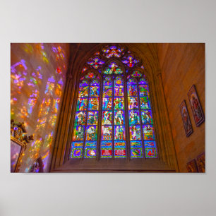 Stained Glass Window, St. Vitus Cathedral, Prague Poster