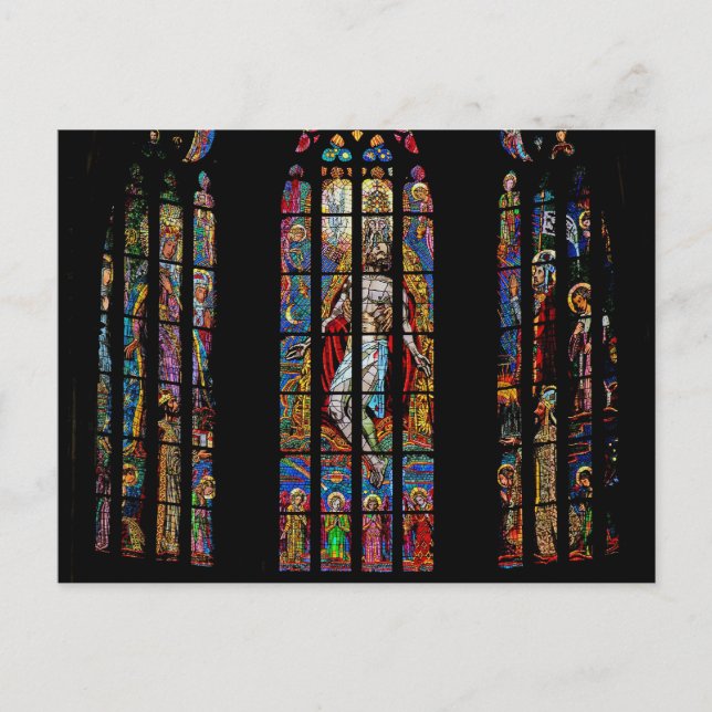 Stained Glass Window, St Vitus's Cathedral,Prague Postcard (Front)
