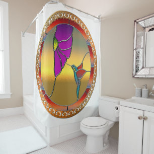Stained Glass Window Turquoise Hummingbird