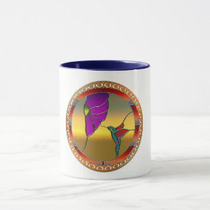 Stained Glass Window Turquoise Hummingbird Mug