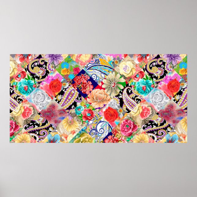 Stained glass window with pattern in modern style poster (Front)