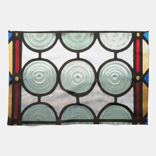 Stained glass windows circles kitchen towel (Horizontal)