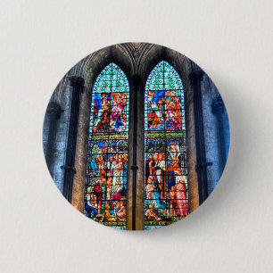 Stained Glass Windows, Salisbury Cathedral, UK 2 Inch Round Button