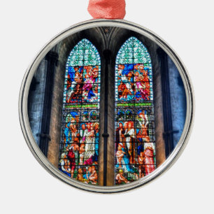 Stained Glass Windows, Salisbury Cathedral, UK Metal Ornament