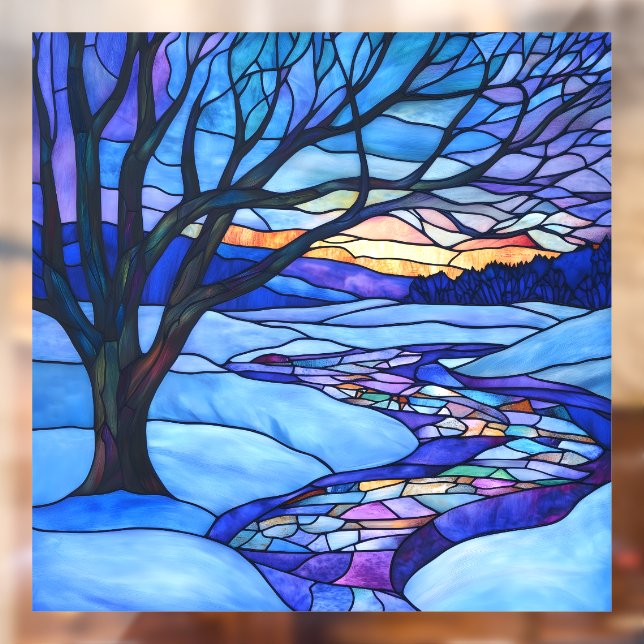 Stained Glass Winter Landscape Window Cling (Sheet 2)