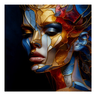 Stained Glass Woman - Harmony In Glass And Skin Poster