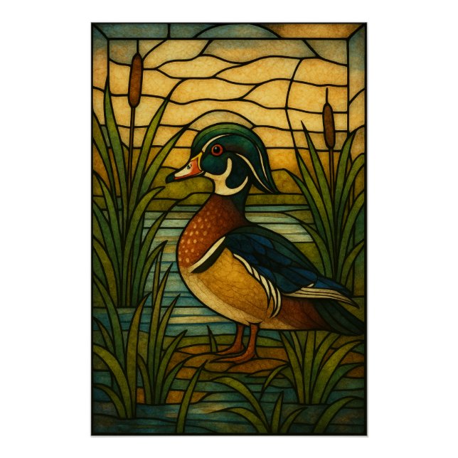 Stained Glass Wood Duck Poster (Front)