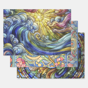 Stained Glass Wrapping Paper Sheet