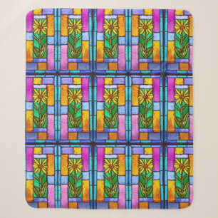 Stained Glass Yellow Daisy Sherpa Blanket