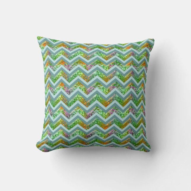 Stained Glass ZigZag Throw Pillow (Front)