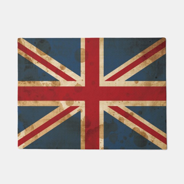Stained Grunge Union Jack UK Flag Doormat (Front)