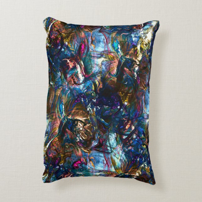 Stained 'heavy paints' overlapping in mix colourfu accent pillow (Back(Vertical))