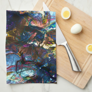 Stained 'heavy paints' overlapping in mix colourfu kitchen towel