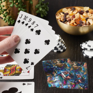 Stained 'heavy paints' overlapping in mix colourfu playing cards