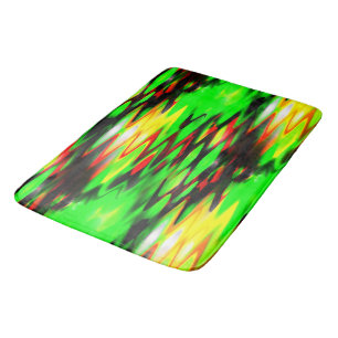 Stained red and green forming abstract zig zag  bath mat