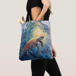 Stained Sea Turtle Tote Bag