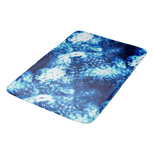 Stained showy blue looks like frosted glass  bath mat