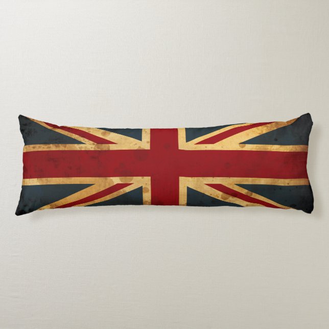 Stained Union Jack UK Flag Body Pillow (Front)