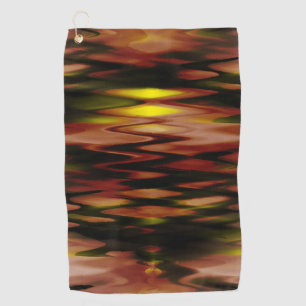 Stained yellow under brown forming abstract zigzag golf towel