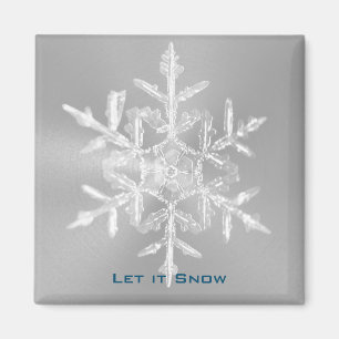 Stainless Let it Snowflake 2 Inch Square Magnet