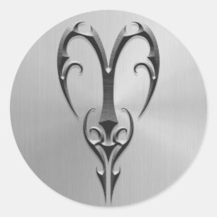 Stainless Steel Aries Symbol Classic Round Sticker