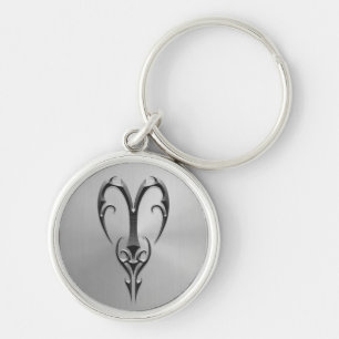 Stainless Steel Aries Symbol Keychain