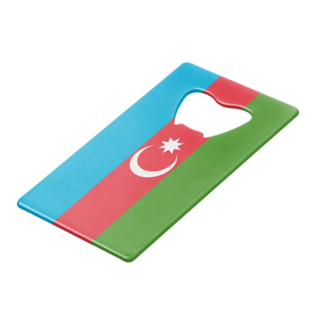 Stainless Steel Bottle Opener flag of Azerbaijan Credit Card Bottle Opener (Back Angled)
