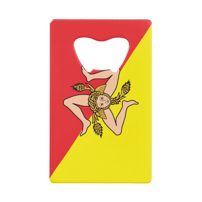 Stainless Steel Bottle Opener flag of Sicily Credit Card Bottle Opener (Front)