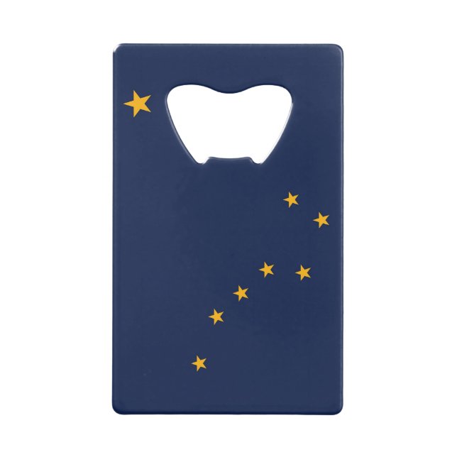 Stainless Steel Bottle Opener with flag of Alaska Credit Card Bottle Opener (Front)