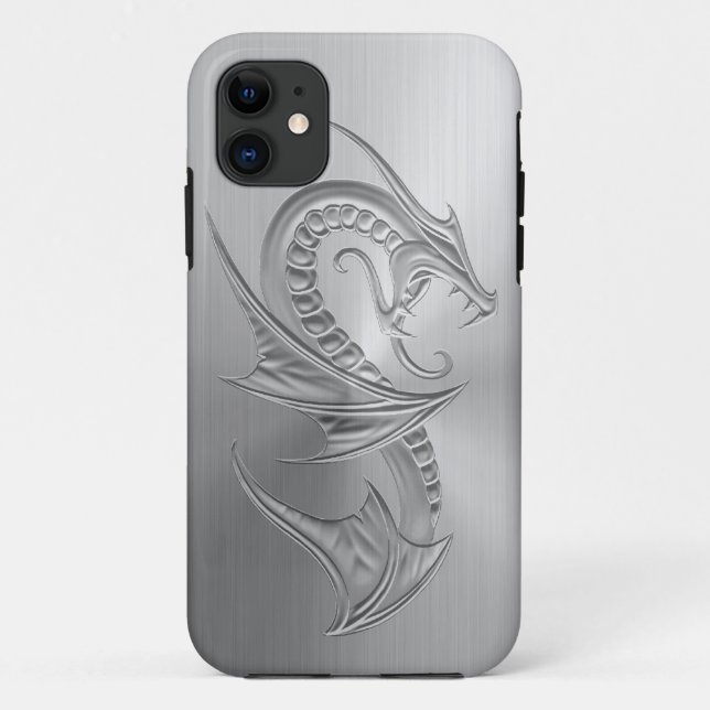 Stainless Steel Effect Dragon Graphic Case-Mate iPhone Case (Back)