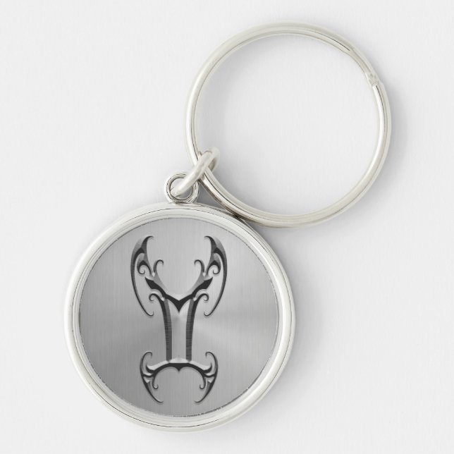 Stainless Steel Gemini Symbol Keychain (Front)