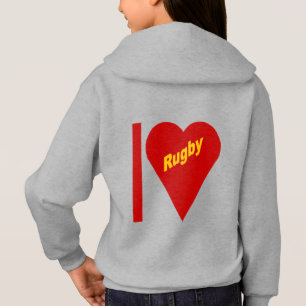 Stainless steel hooded trim back girls I LOVE RUGB