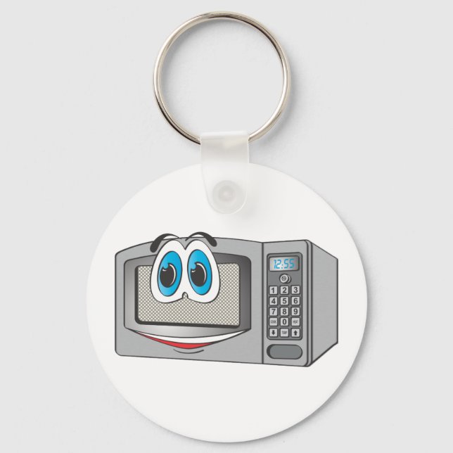 Stainless Steel Male Microwave Cartoon Keychain (Front)