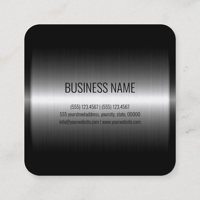 Stainless Steel Metal Look #7 Square Business Card (Back)