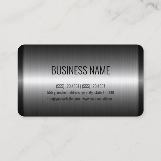 Stainless Steel Metal Look #8 Business Card (Back)