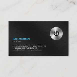 Stainless Steel Power Button Hi-Tech Professional Business Card