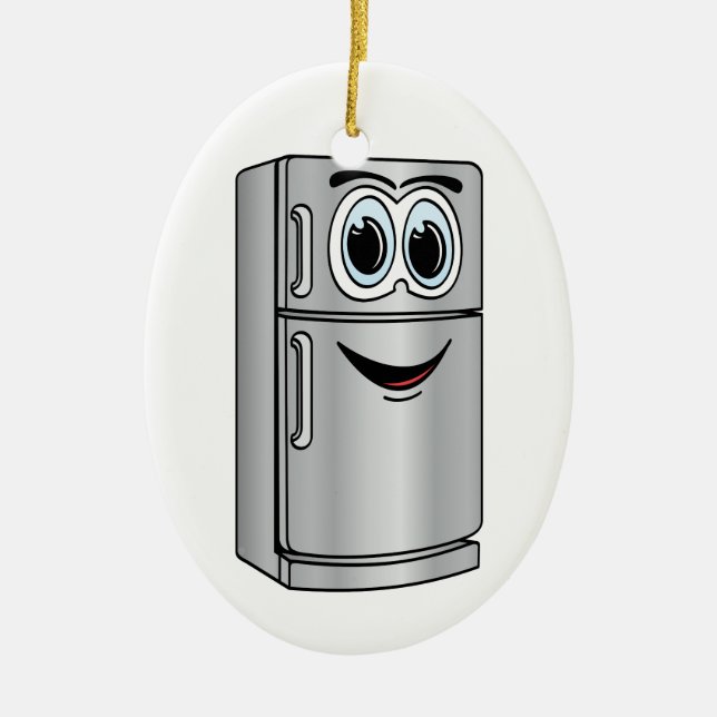 Stainless Steel Refrigerator Cartoon Ceramic Ornament (Front)