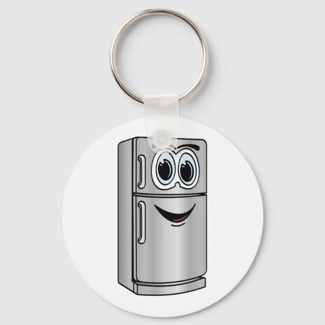 Stainless Steel Refrigerator Cartoon Keychain (Front)