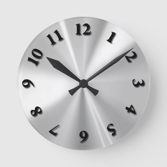 Stainless Steel Round Clock (Front)